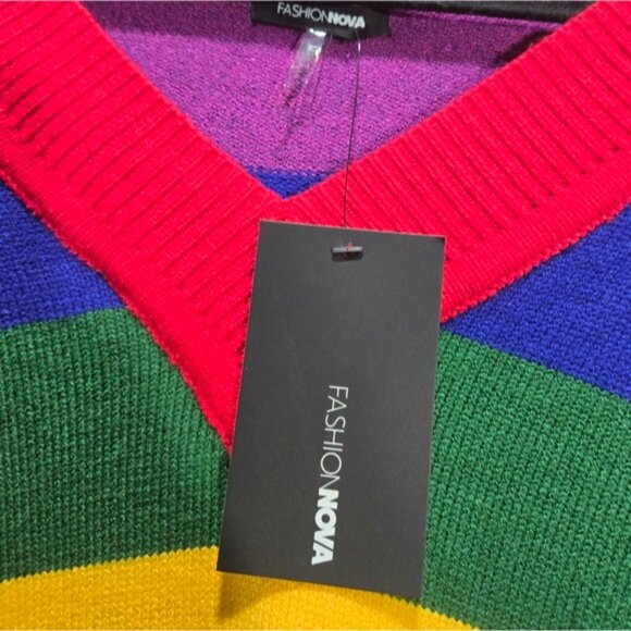NEW Rainbow Sweater Oversized S - Picture 8 of 9